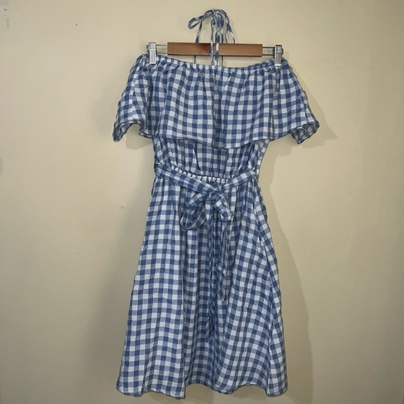 11.1 Tylho Anthropologie Gingham Cottage Core Summer Dress Medium - Picture 3 of 6